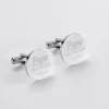 Boutons de manchette Famille des mariés personnalisés gravé acier rond 16 mm