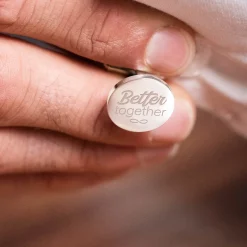 Boutons de manchette Marié personnalisés gravé acier rond 16 mm