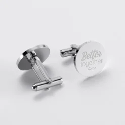 Boutons de manchette Marié personnalisés gravé acier rond 16 mm