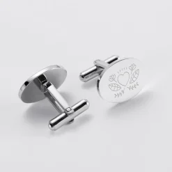 Boutons de manchette Marié personnalisés gravés acier ovale 15x19 mm