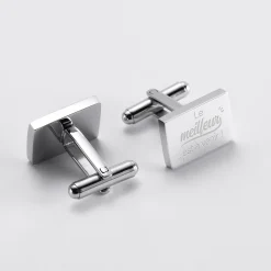 Boutons de manchette Marié personnalisés gravés acier rectangle
