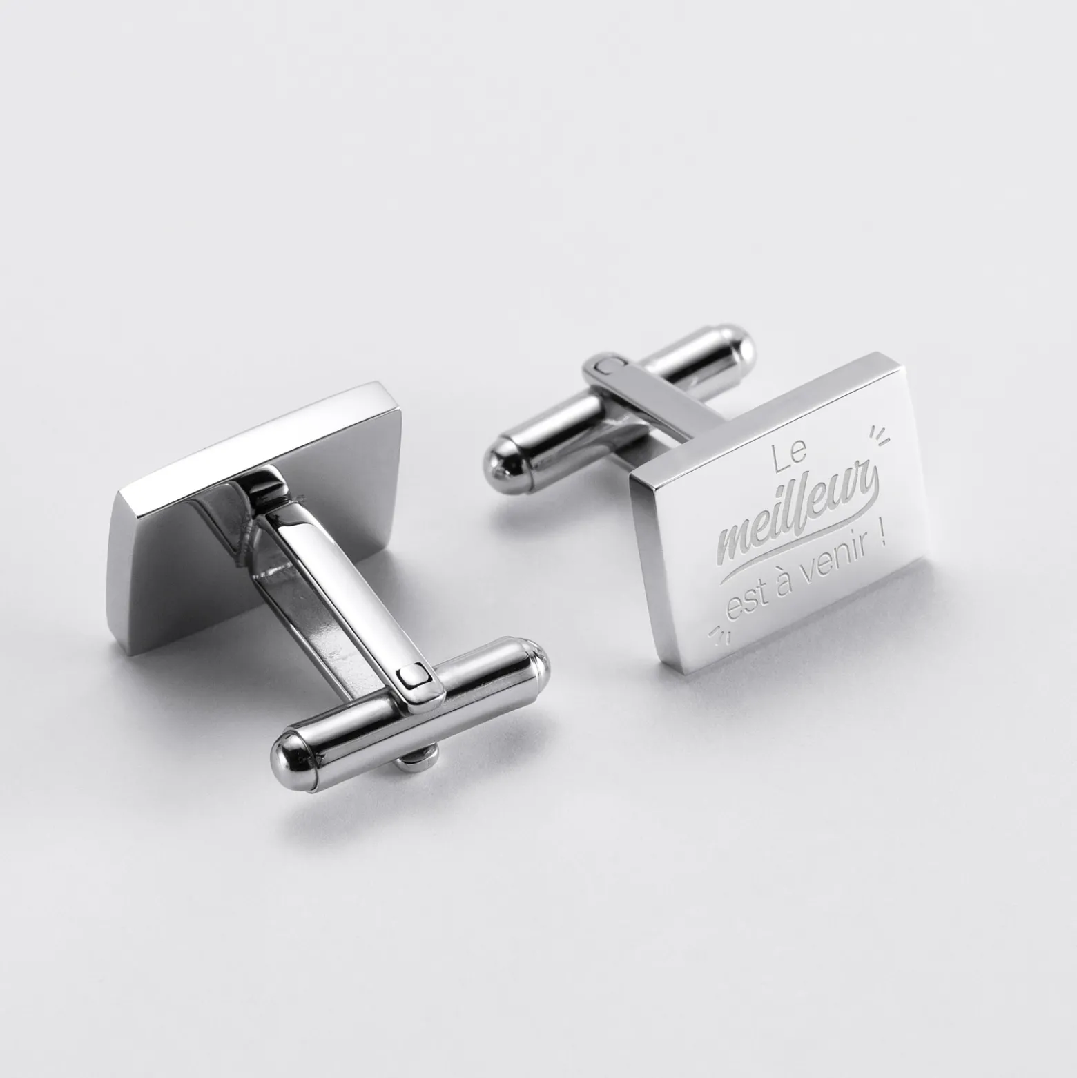Boutons de manchette Marié personnalisés gravés acier rectangle