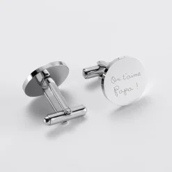 Boutons de manchette personnalisé acier gravés rond 16 mm - Nos petits imparfaits
