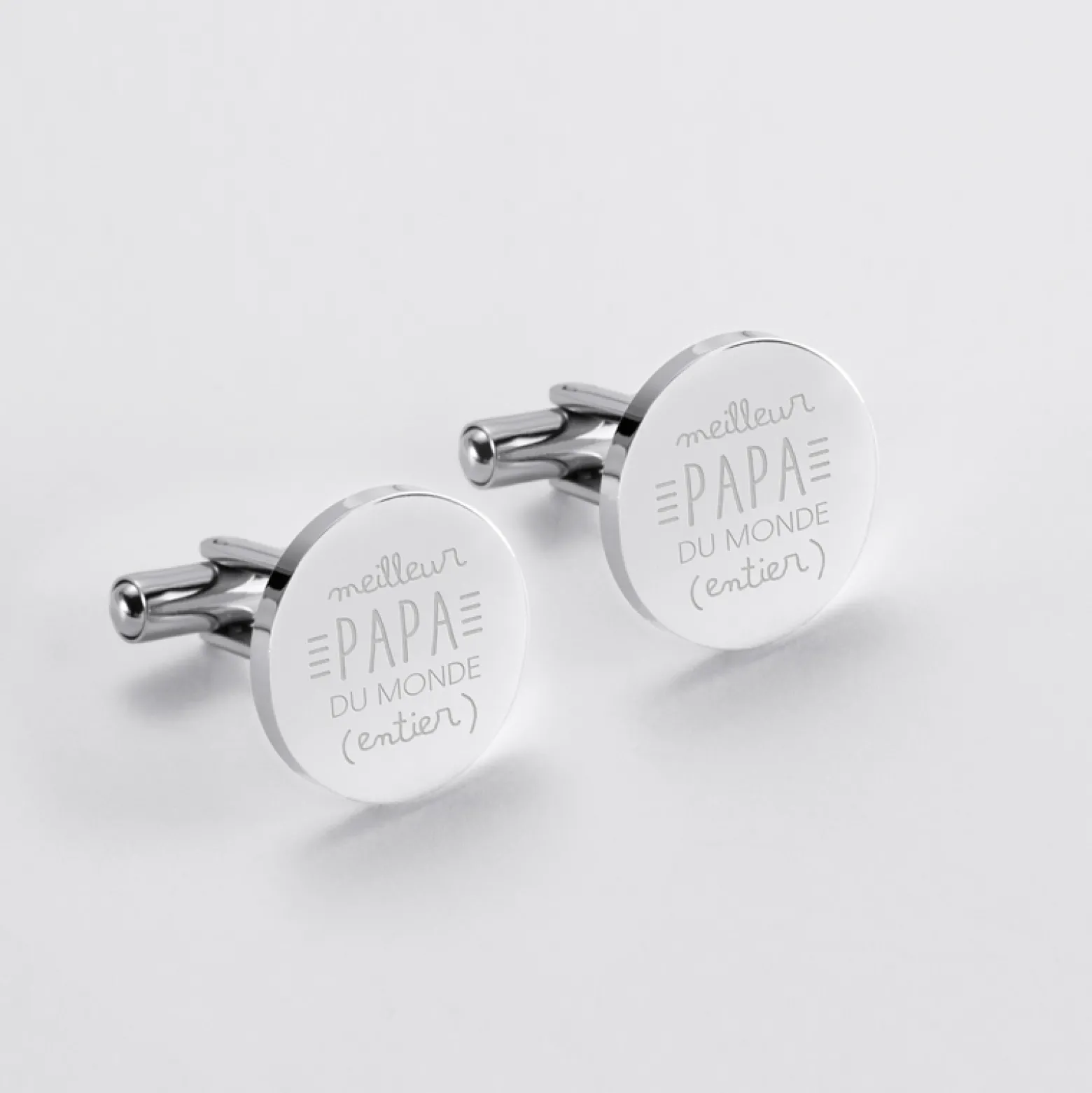 Boutons de manchette personnalisé acier gravés rond 16 mm - Nos petits imparfaits