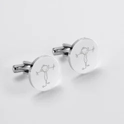 Boutons de manchette personnalisé acier gravés rond 16 mm - Nos petits imparfaits