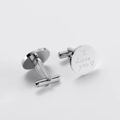 Boutons de manchette personnalisés gravé argent rond 15 mm