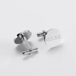 Boutons de manchette personnalisés gravé argent rond 15 mm - Nos petits imparfaits