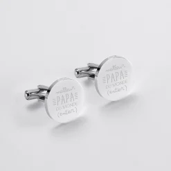 Boutons de manchette personnalisés gravé argent rond 15 mm - Nos petits imparfaits