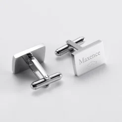 Boutons de manchette personnalisé acier gravés rectangle - Nos petits imparfaits