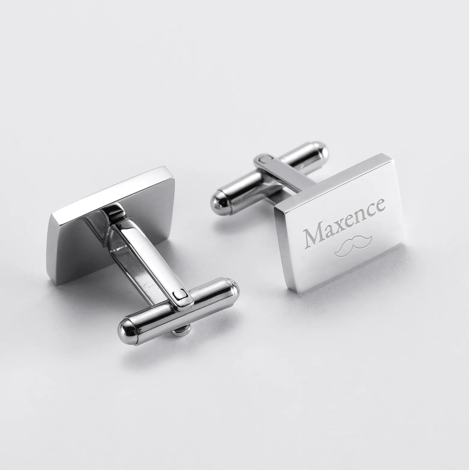Boutons de manchette personnalisé acier gravés rectangle - Nos petits imparfaits