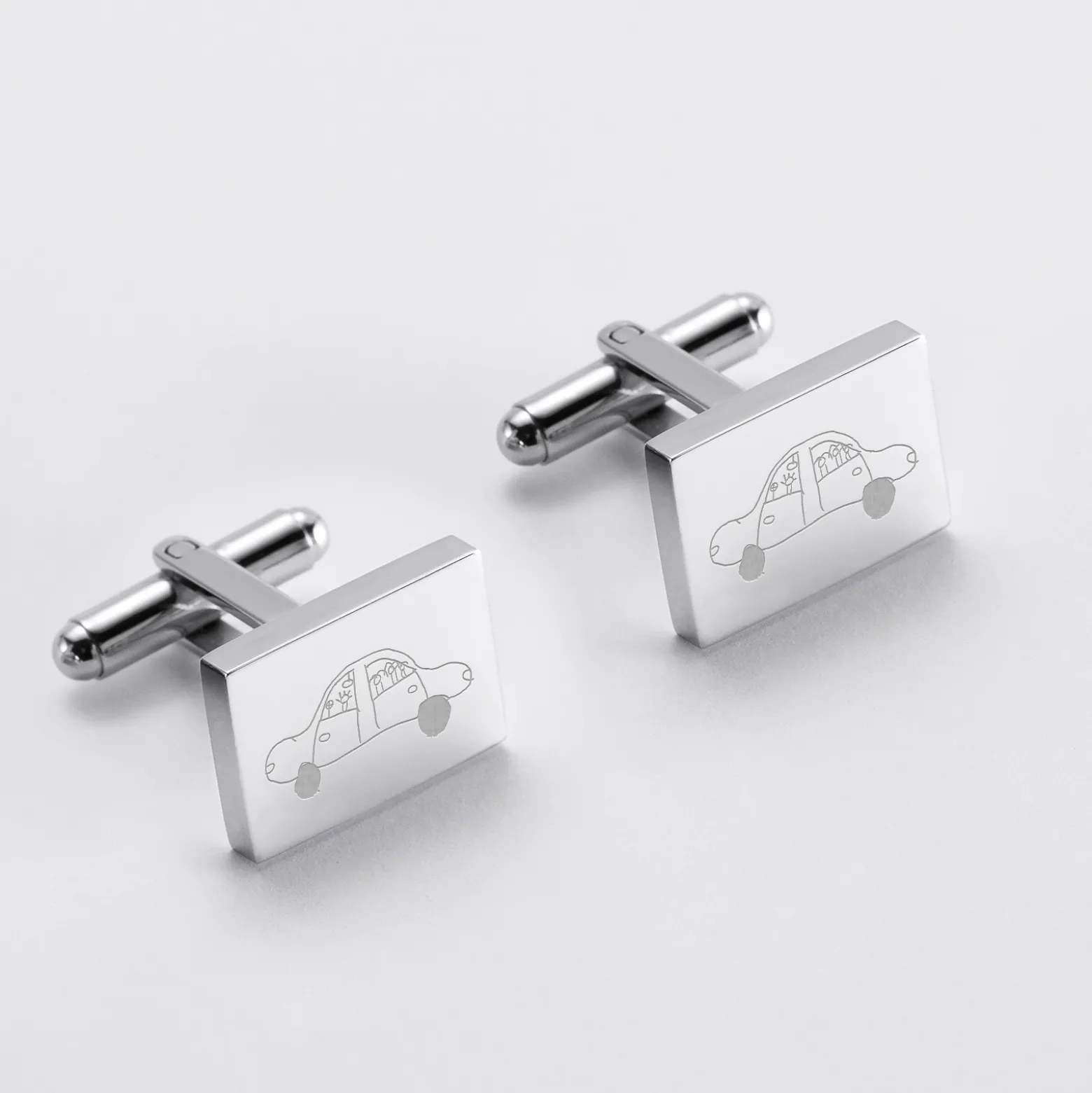 Boutons de manchette personnalisés gravés acier rectangle