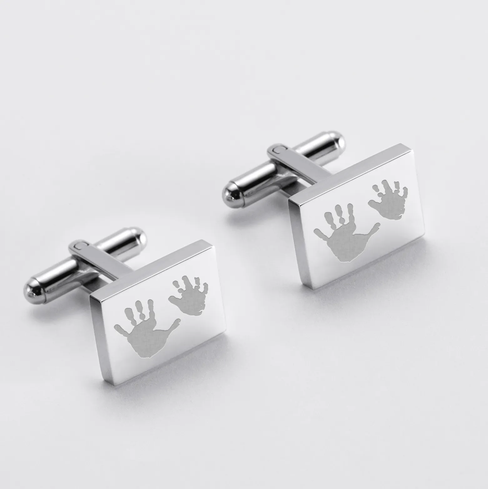 Boutons de manchette personnalisés gravés acier rectangle