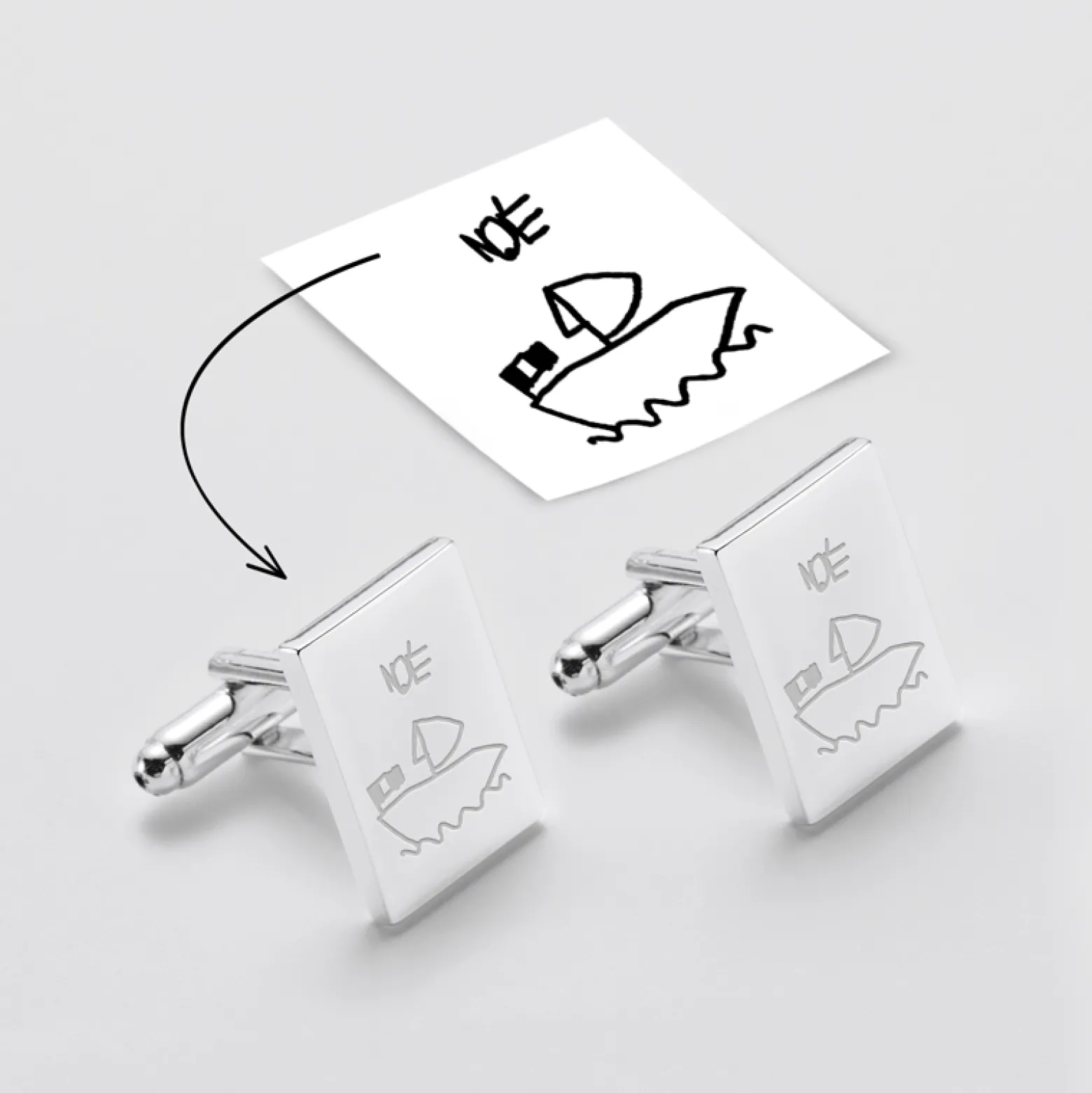 Boutons de manchette personnalisés gravés acier rectangle