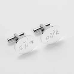 Boutons de manchette personnalisés gravés acier ovale 15x19 mm