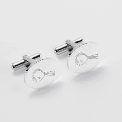Boutons de manchette personnalisés gravés acier ovale 15x19 mm