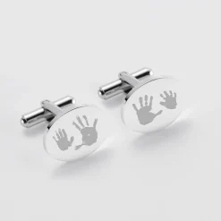 Boutons de manchette personnalisés gravés acier ovale 15x19 mm