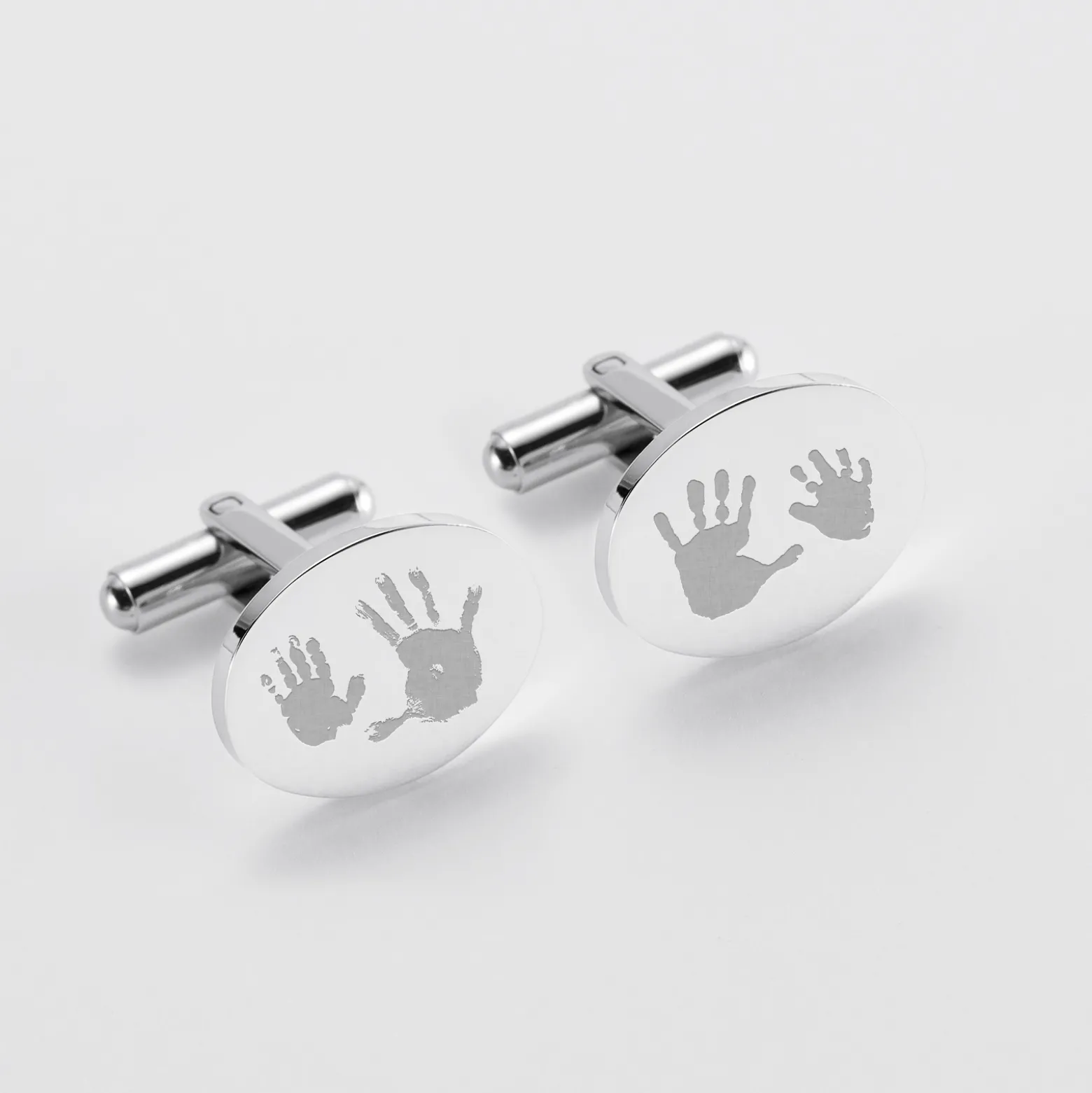 Boutons de manchette personnalisés gravés acier ovale 15x19 mm