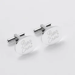 Boutons de manchette personnalisés gravés acier ovale 15x19 mm