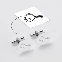 Boutons de manchette personnalisés gravés acier ovale 15x19 mm