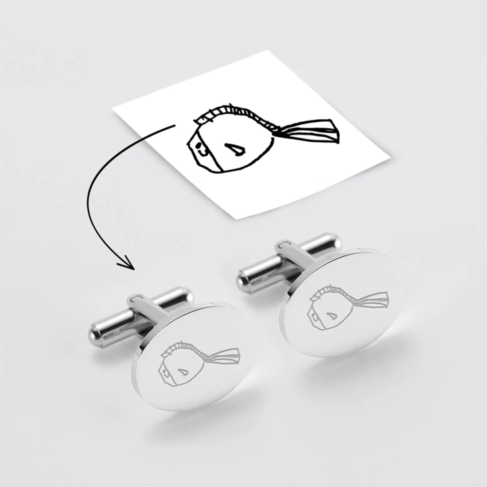 Boutons de manchette personnalisés gravés acier ovale 15x19 mm