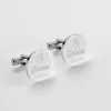 Boutons de manchette témoin homme personnalisés gravé acier rond 16 mm