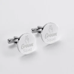 Boutons de manchette témoin homme personnalisés gravé acier rond 16 mm