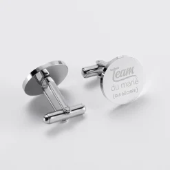Boutons de manchette témoin homme personnalisés gravé acier rond 16 mm