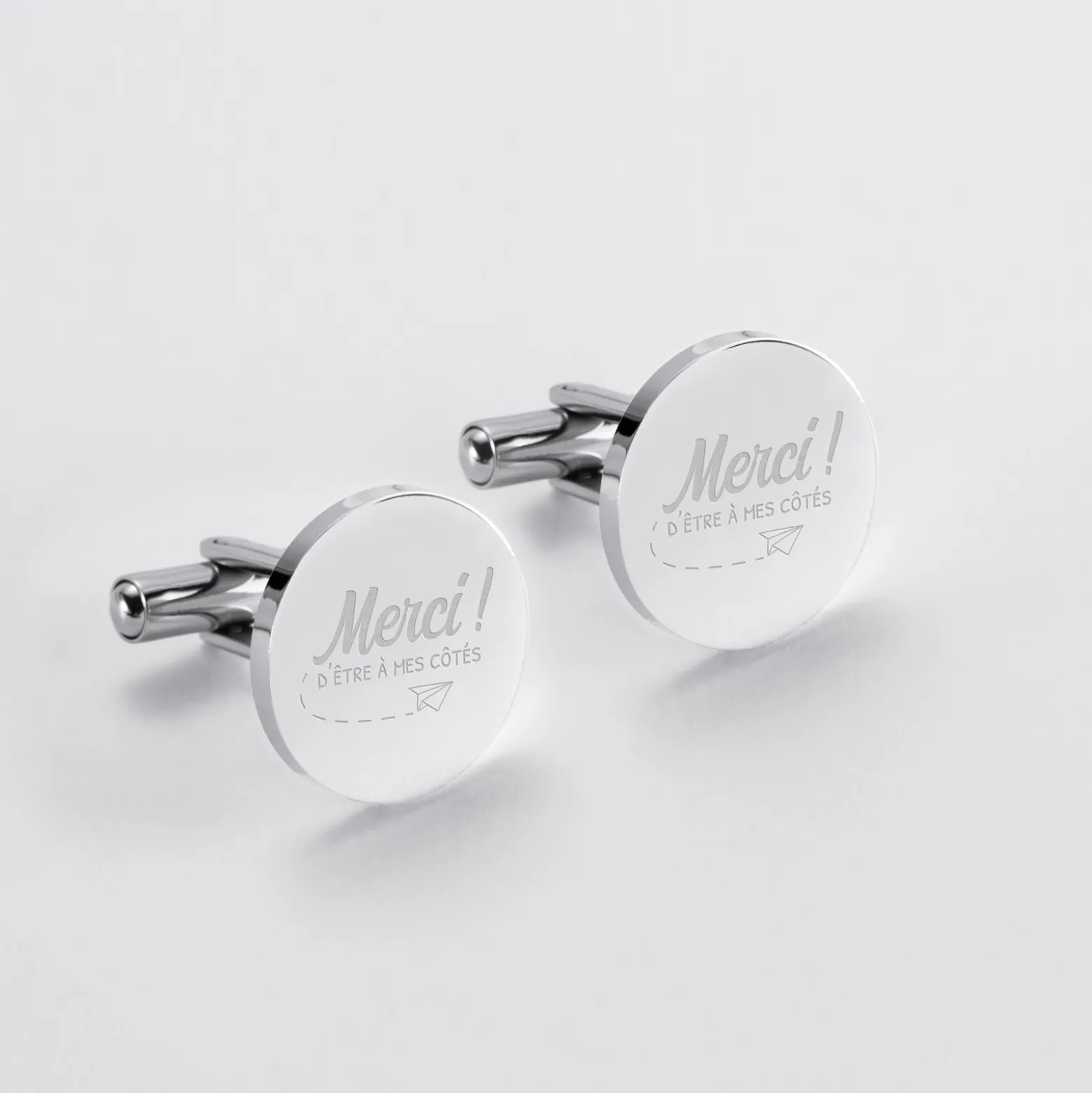 Boutons de manchette témoin homme personnalisés gravé acier rond 16 mm