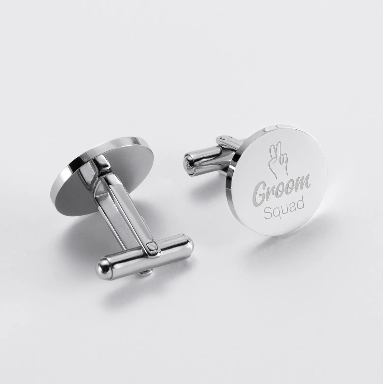 Boutons de manchette témoin homme personnalisés gravé acier rond 16 mm