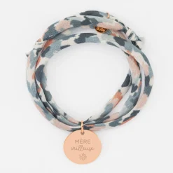 Bracelet 3 tours Liberty personnalisé médaille gravée plaqué or rose 19 mm