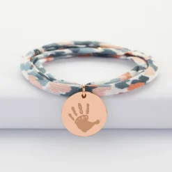 Bracelet 3 tours Liberty personnalisé médaille gravée plaqué or rose 19 mm