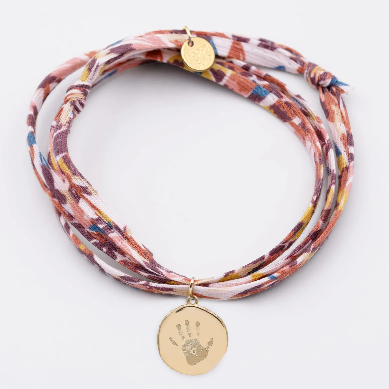 Bracelet 3 tours Liberty personnalisé médaille gravée plaqué or rose des vents texturée 14 mm