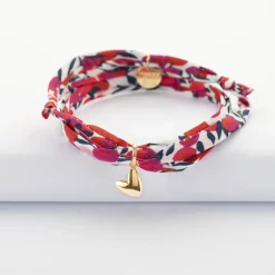 Bracelet 3 tours Liberty petit coeur bombé plaqué or 7 mm - HappyBulle x Atelier Wagram