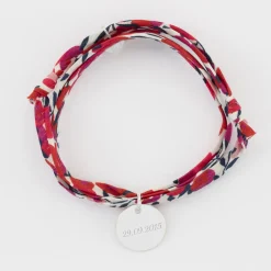 Bracelet 3 tours Liberty personnalisé médaille gravée argent 15 mm