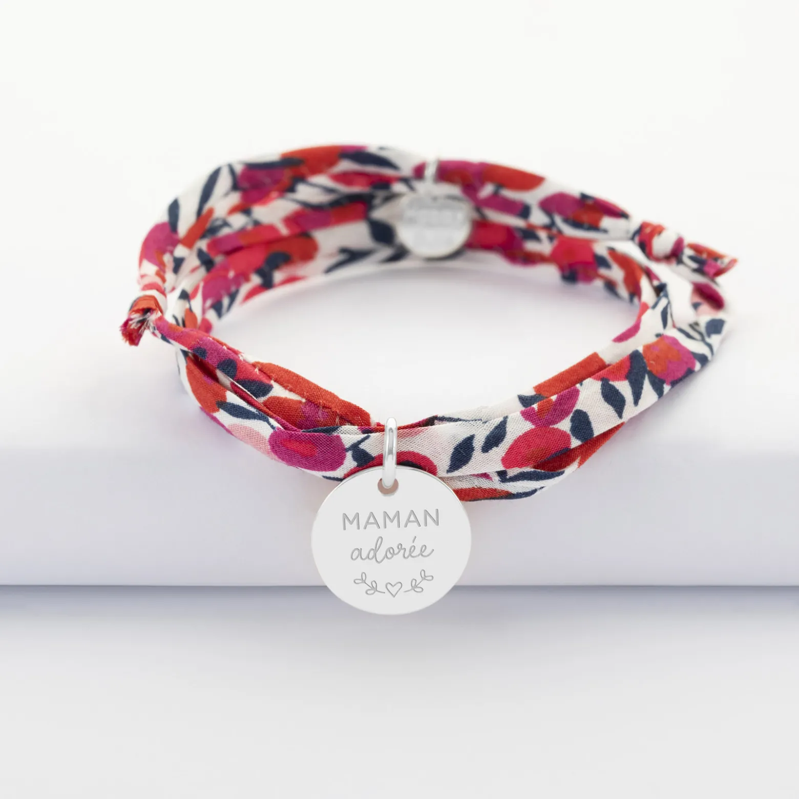 Bracelet 3 tours Liberty personnalisé médaille gravée argent 15 mm