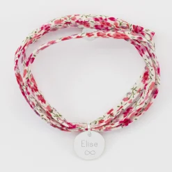 Bracelet 3 tours Liberty personnalisé médaille gravée argent 15 mm