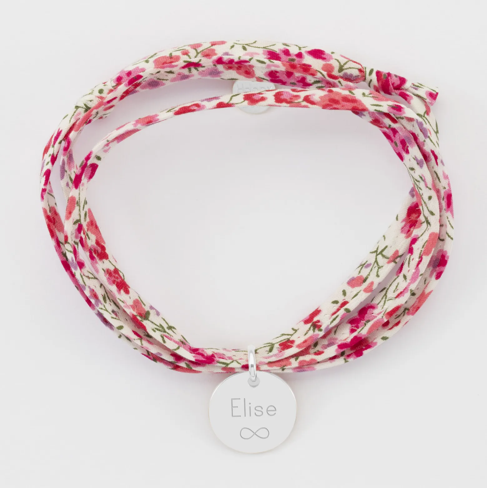 Bracelet 3 tours Liberty personnalisé médaille gravée argent 15 mm