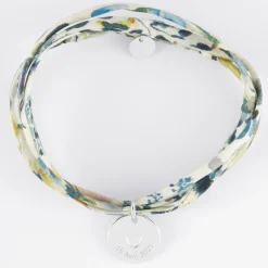 Bracelet 3 tours Liberty personnalisé médaille gravée argent coeur estampillé 15 mm - HappyBulle x Atelier Wagram