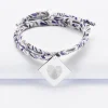 Bracelet 3 tours Liberty personnalisé médaille gravée argent dormeuse losange 25x25 mm - Nos petits imparfaits