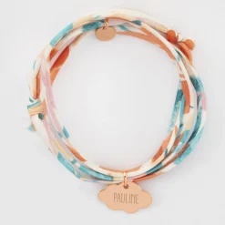 Bracelet 3 tours Liberty personnalisé prénom médaille gravée plaqué or rose nuage 20x14 mm