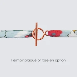 Bracelet 3 tours Liberty personnalisé prénom médaille gravée plaqué or rose nuage 20x14 mm