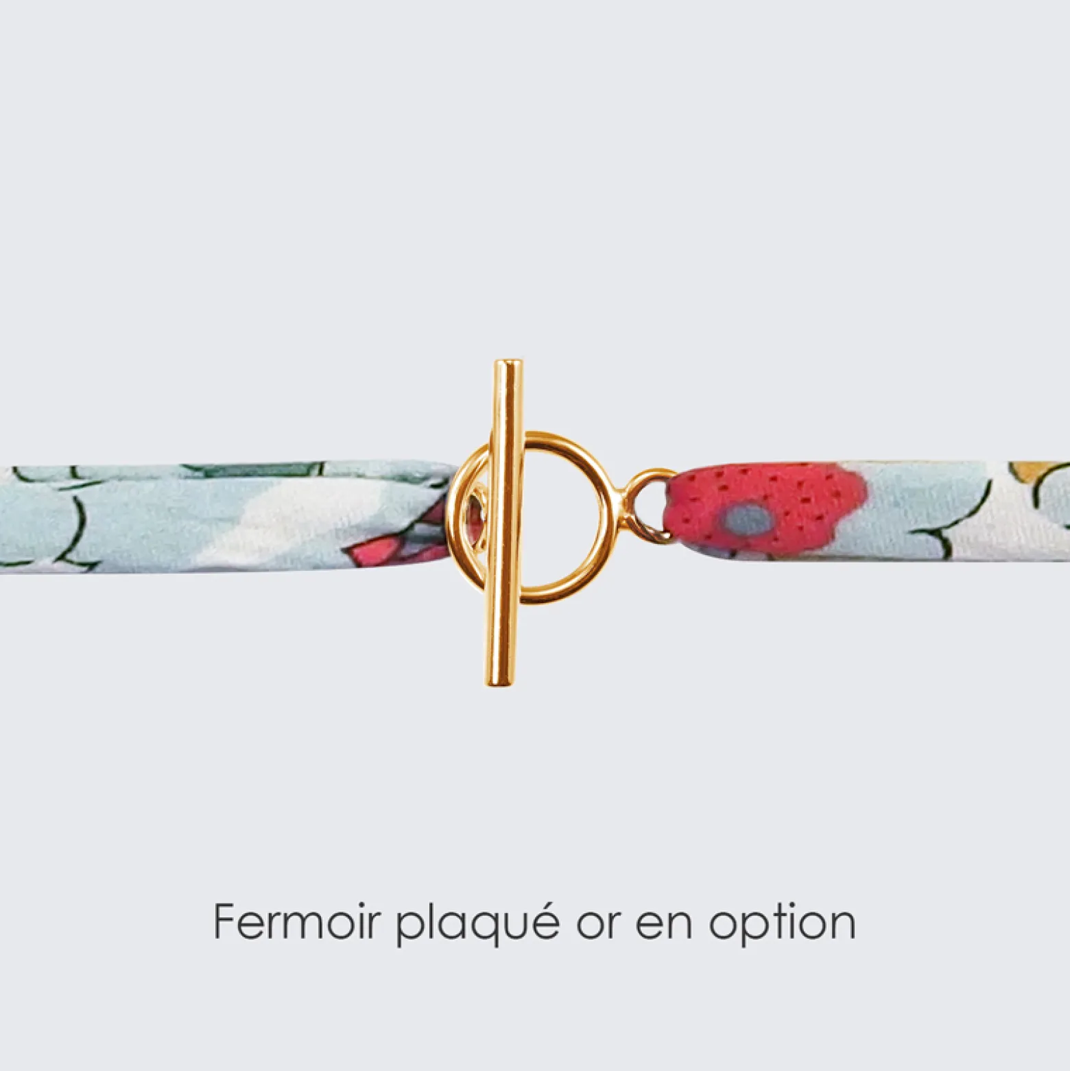 Bracelet 3 tours Liberty personnalisé médaille contour fleur gravée plaqué or 18 mm