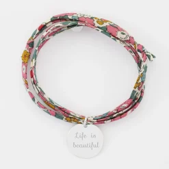 Bracelet 3 tours Liberty personnalisé médaille gravée argent 19 mm