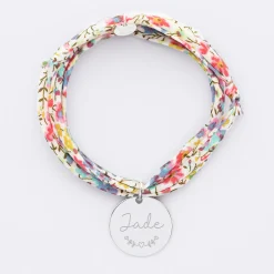 Bracelet 3 tours Liberty personnalisé médaille gravée argent 19 mm