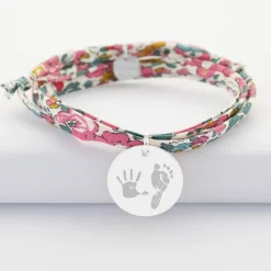 Bracelet 3 tours Liberty personnalisé médaille gravée argent 19 mm