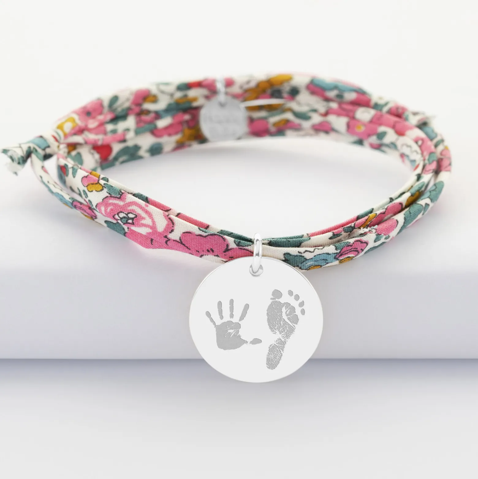 Bracelet 3 tours Liberty personnalisé médaille gravée argent 19 mm