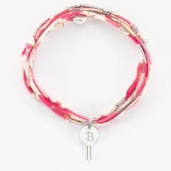 Bracelet 3 tours Liberty personnalisé médaille gravée argent clé 19x10mm