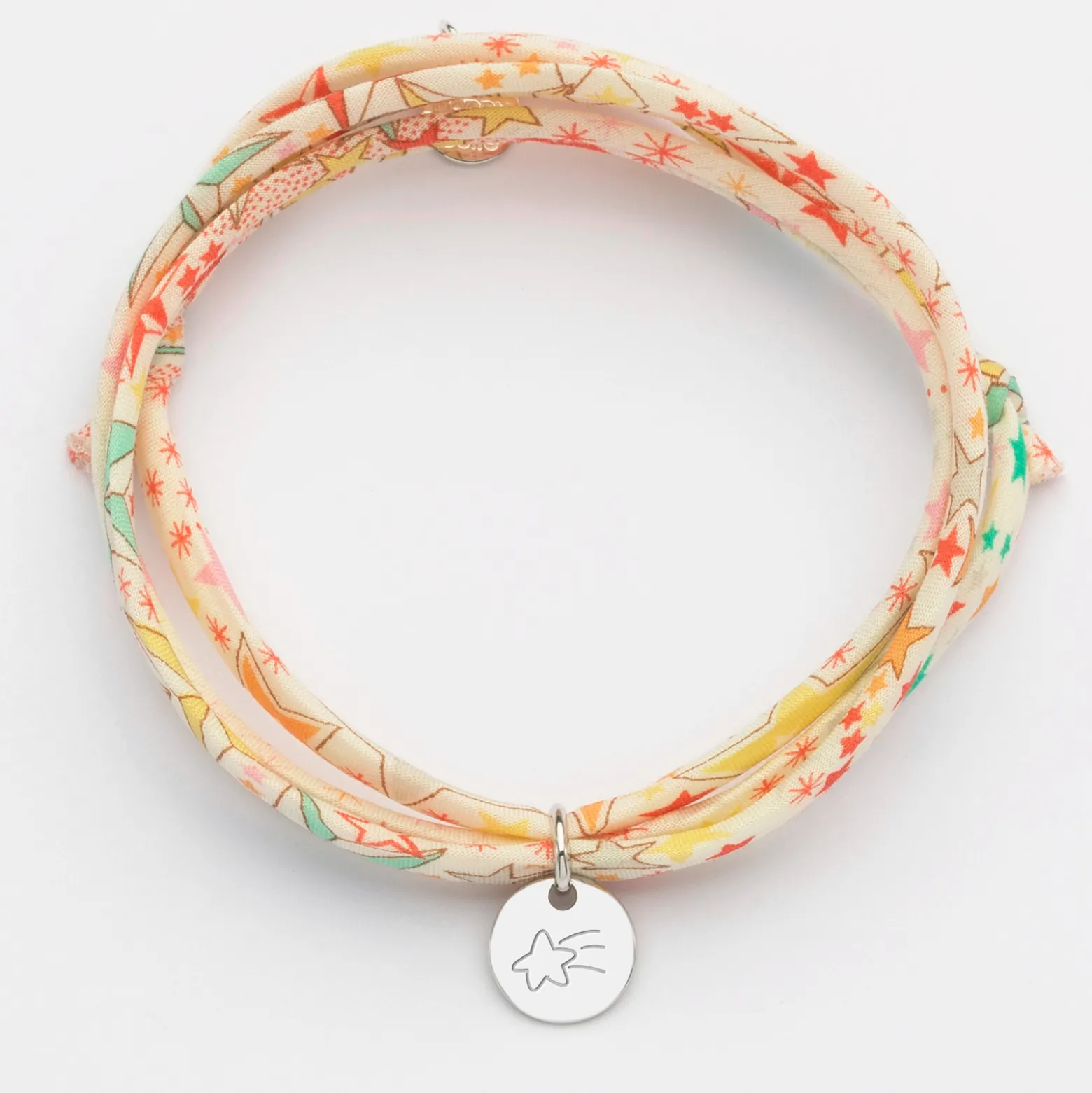 Bracelet 3 tours Liberty personnalisé initiale médaille gravée argent 10 mm