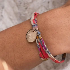 Bracelet 3 tours Liberty personnalisé médaille gravée plaqué or 15 mm - Nos petits imparfaits