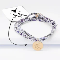 Bracelet 3 tours Liberty personnalisé médaille gravée plaqué or 15 mm - Nos petits imparfaits